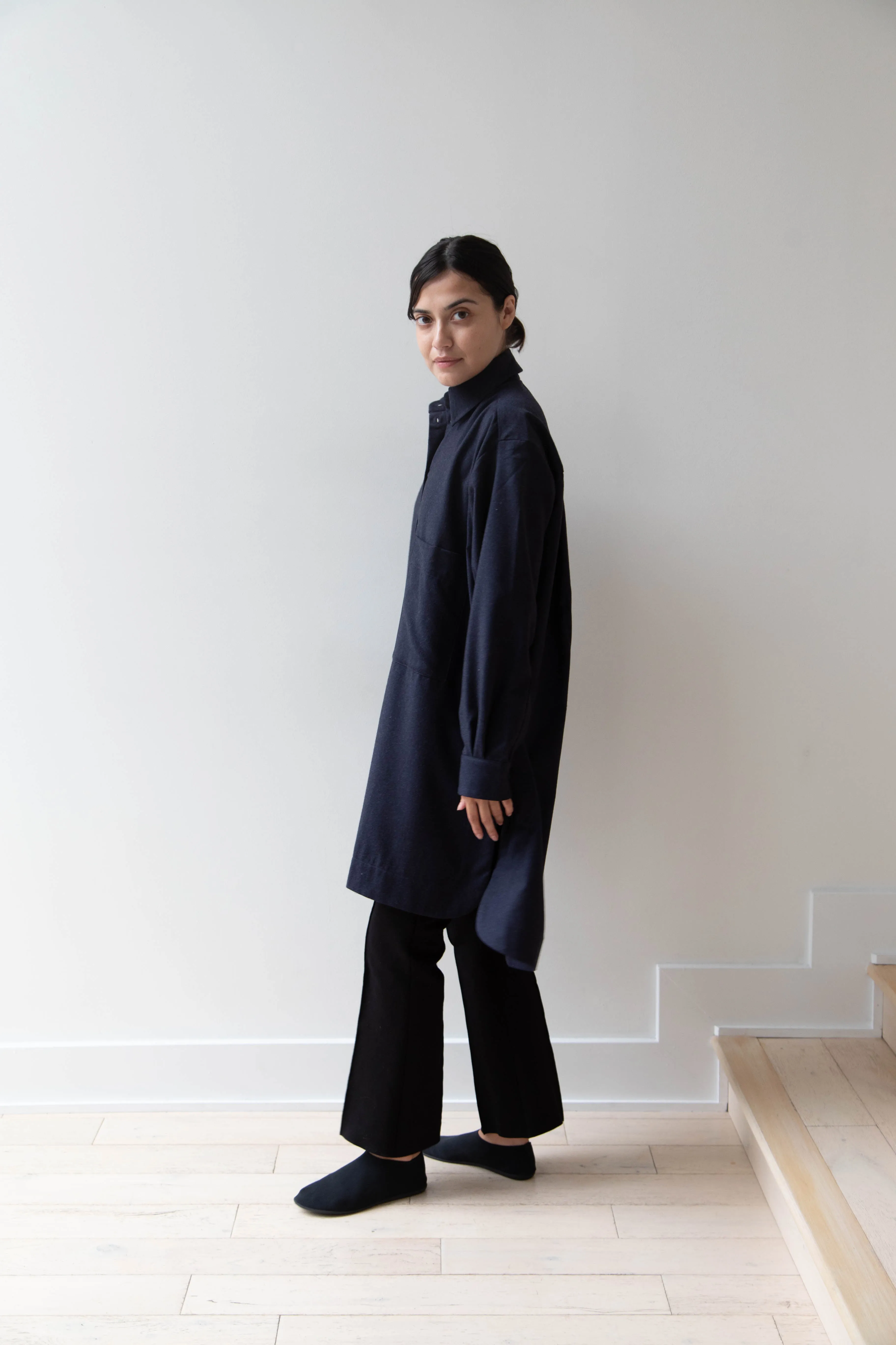 Cawley | Big Shirt in Dark Navy Wool