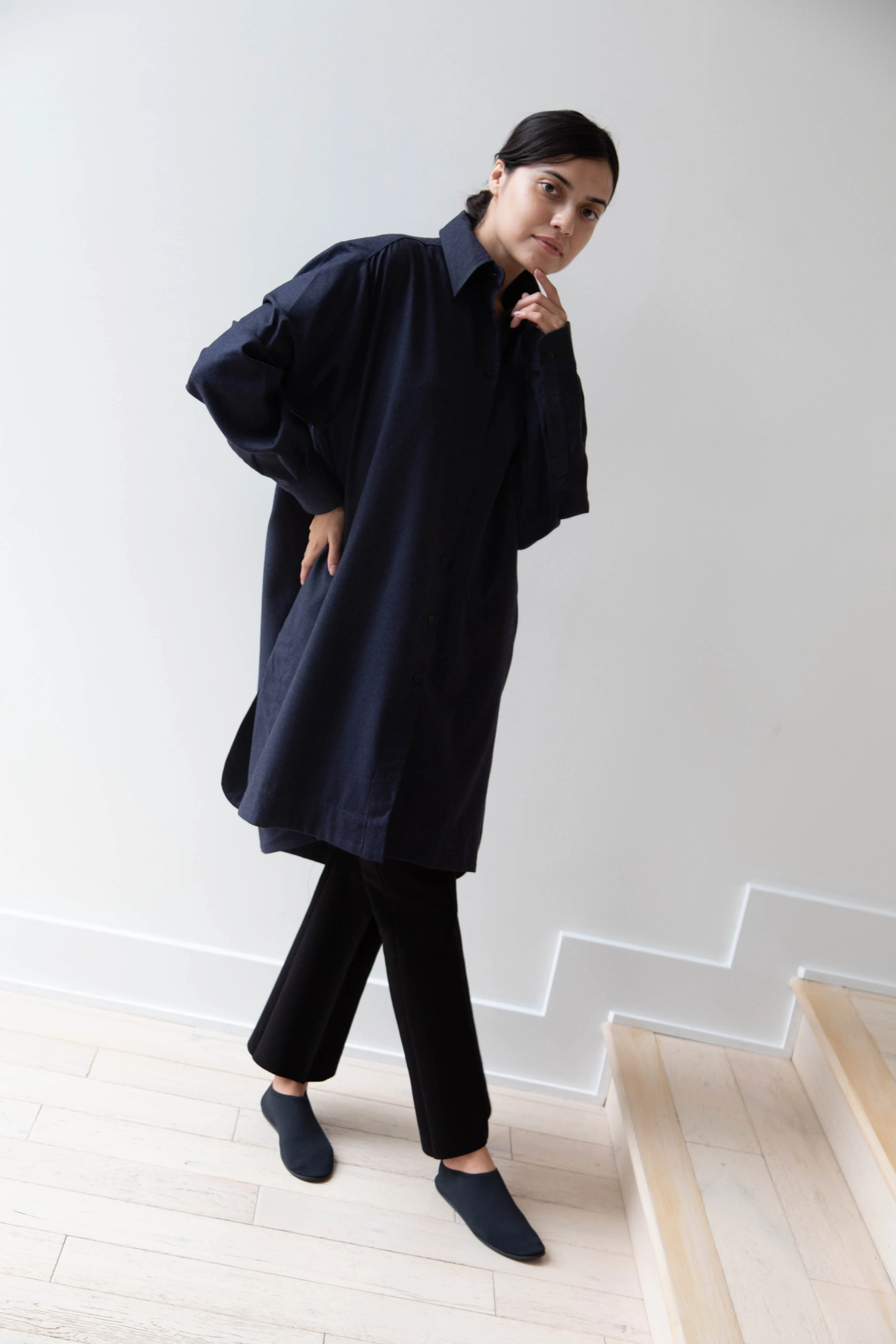 Cawley | Big Shirt in Dark Navy Wool