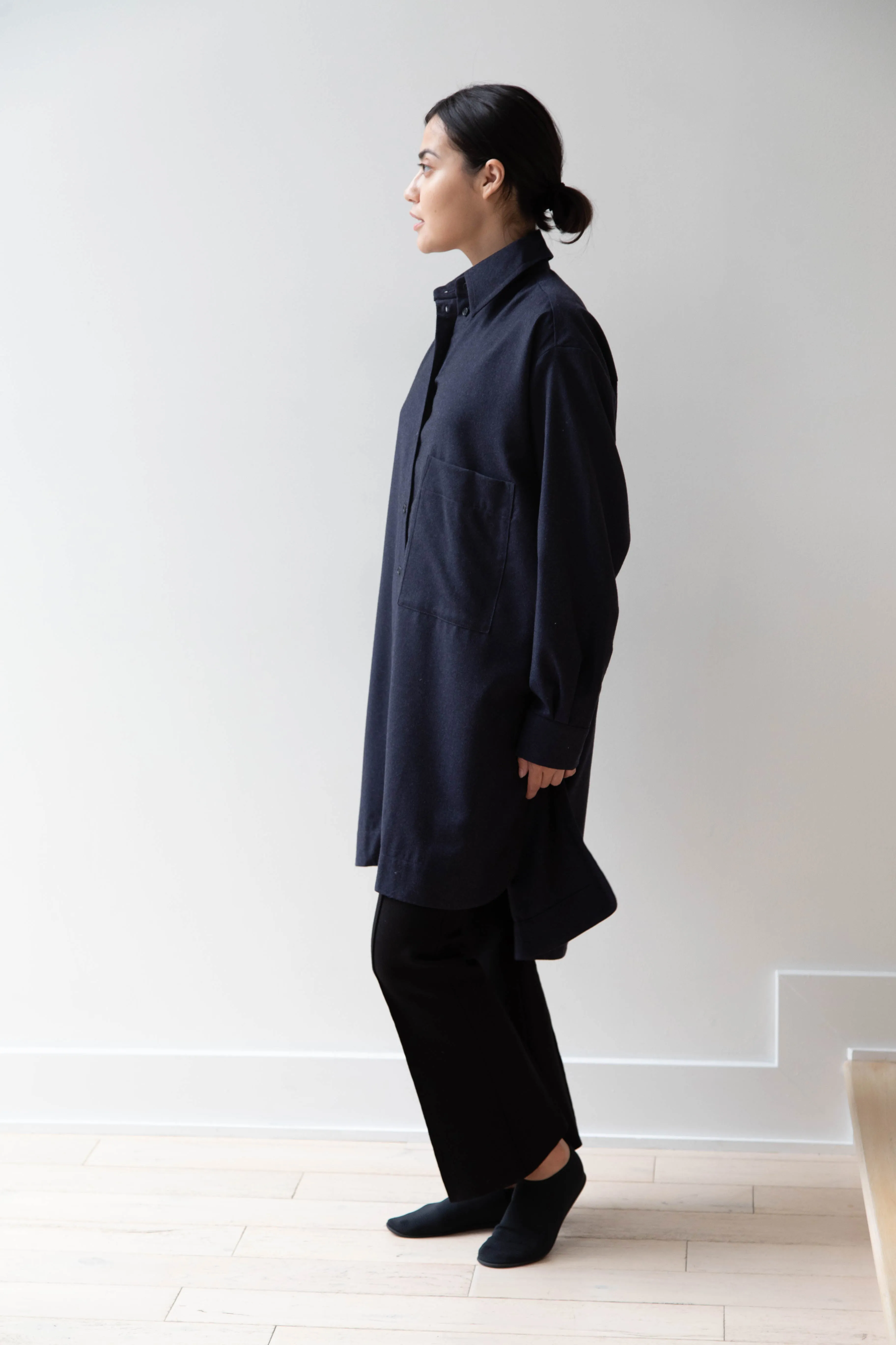 Cawley | Big Shirt in Dark Navy Wool