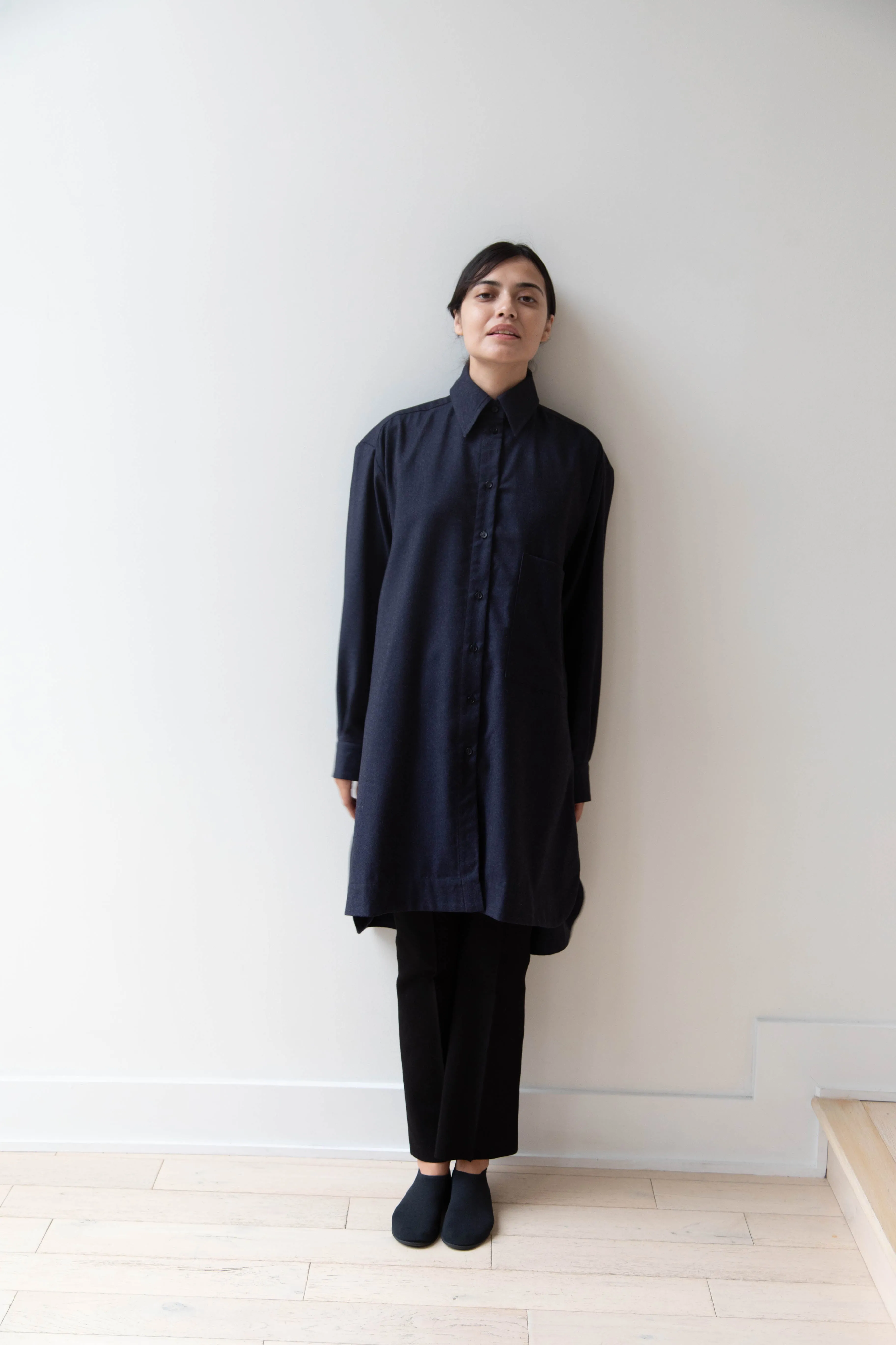 Cawley | Big Shirt in Dark Navy Wool