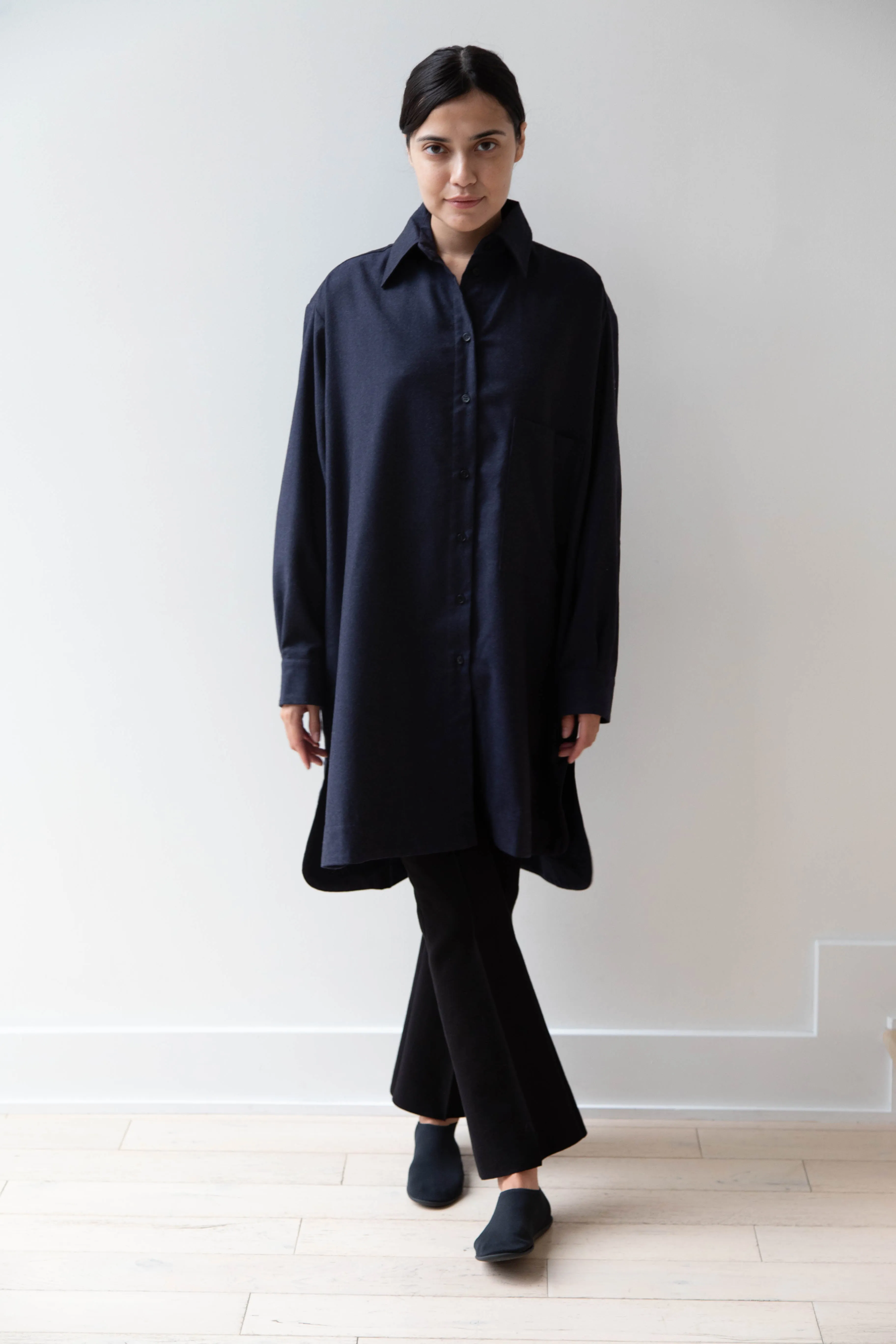 Cawley | Big Shirt in Dark Navy Wool