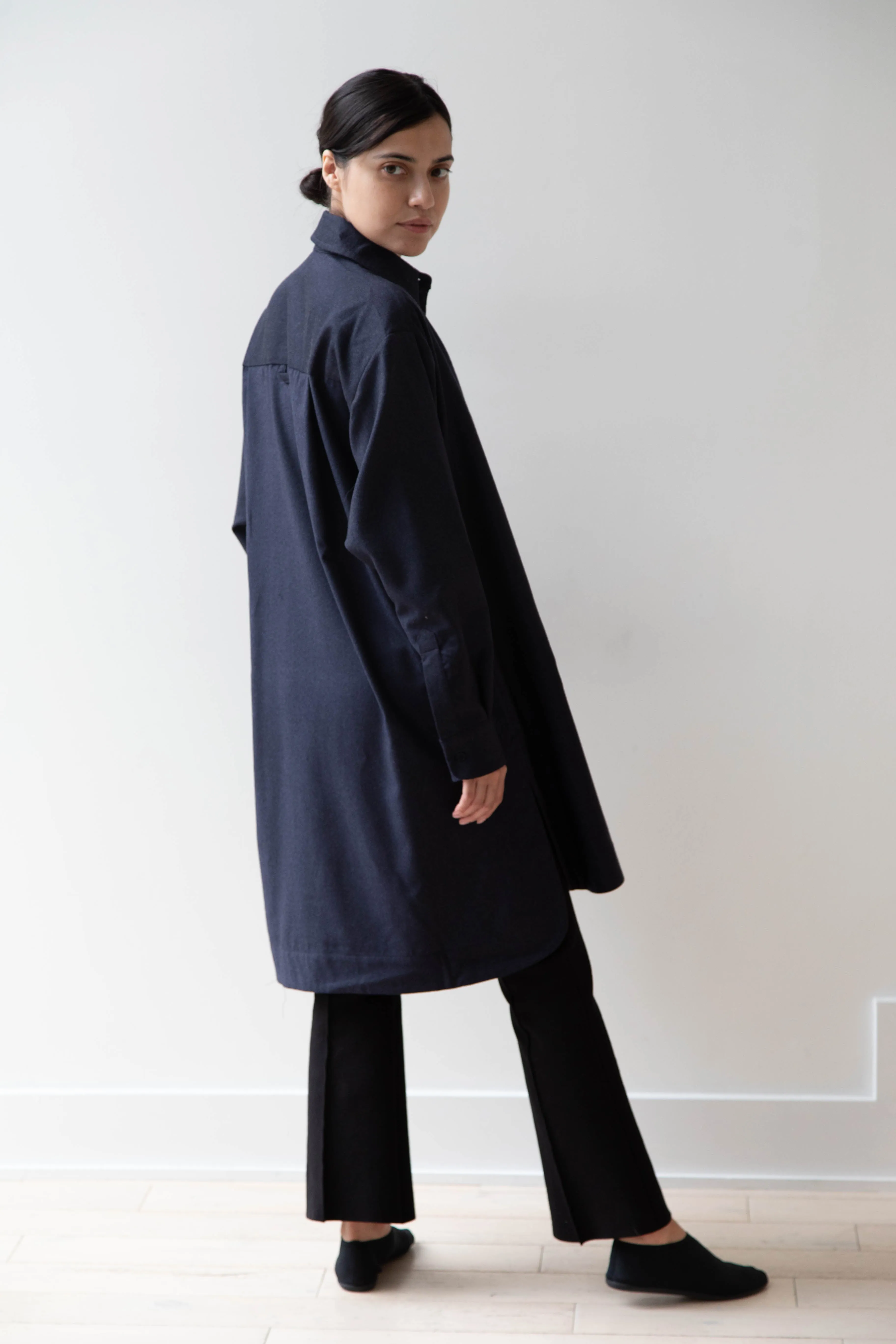 Cawley | Big Shirt in Dark Navy Wool