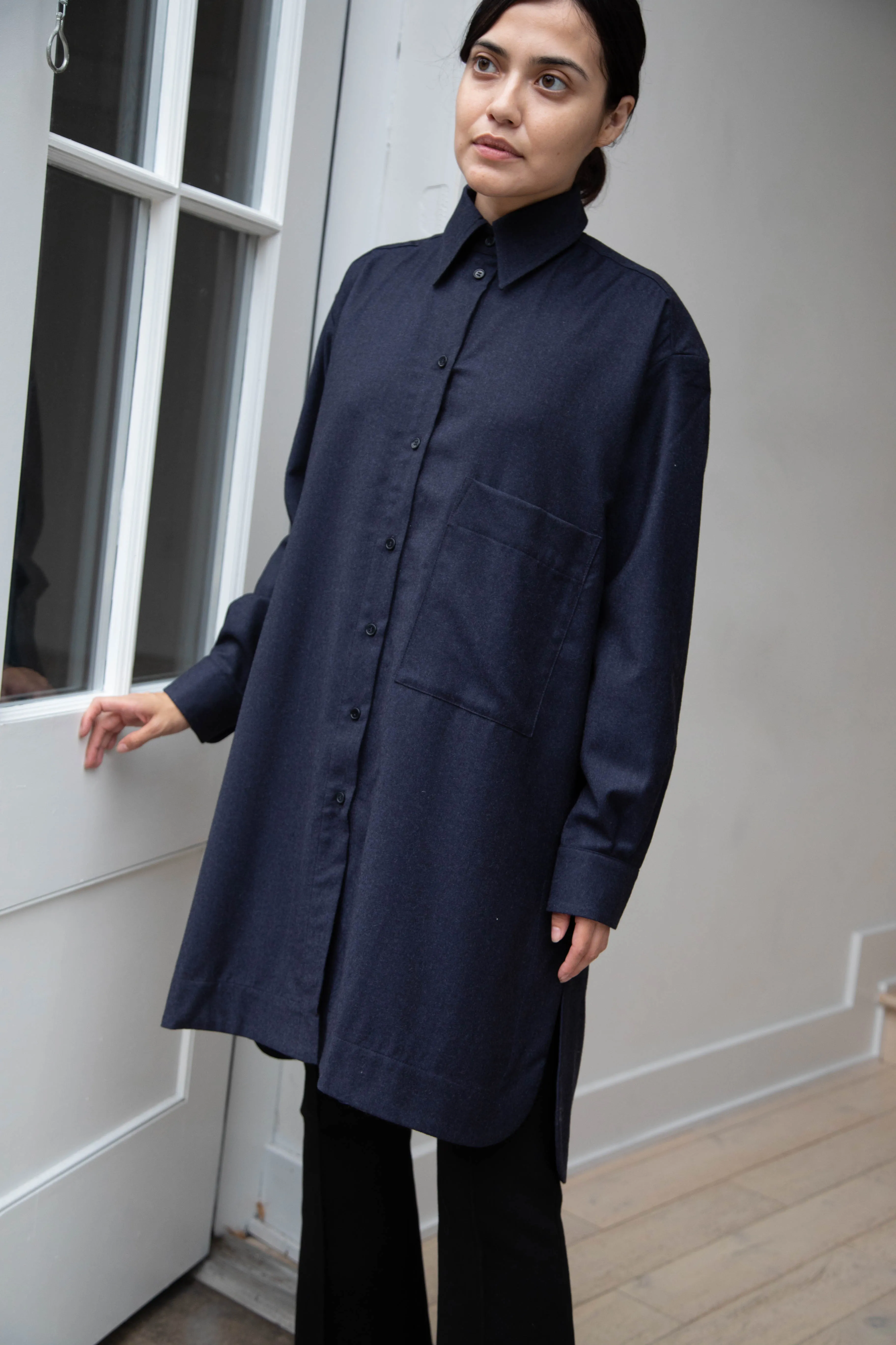 Cawley | Big Shirt in Dark Navy Wool