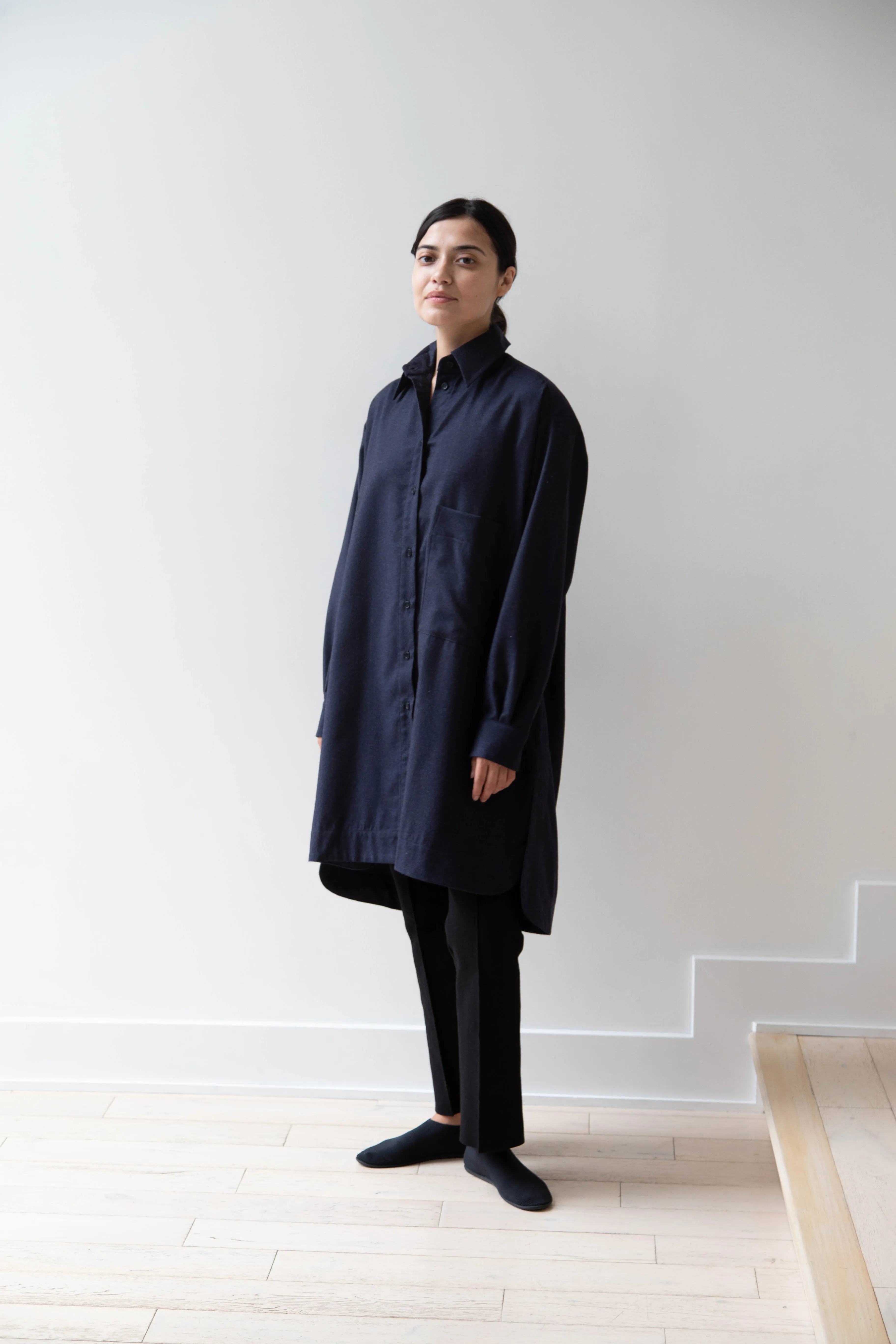 Cawley | Big Shirt in Dark Navy Wool