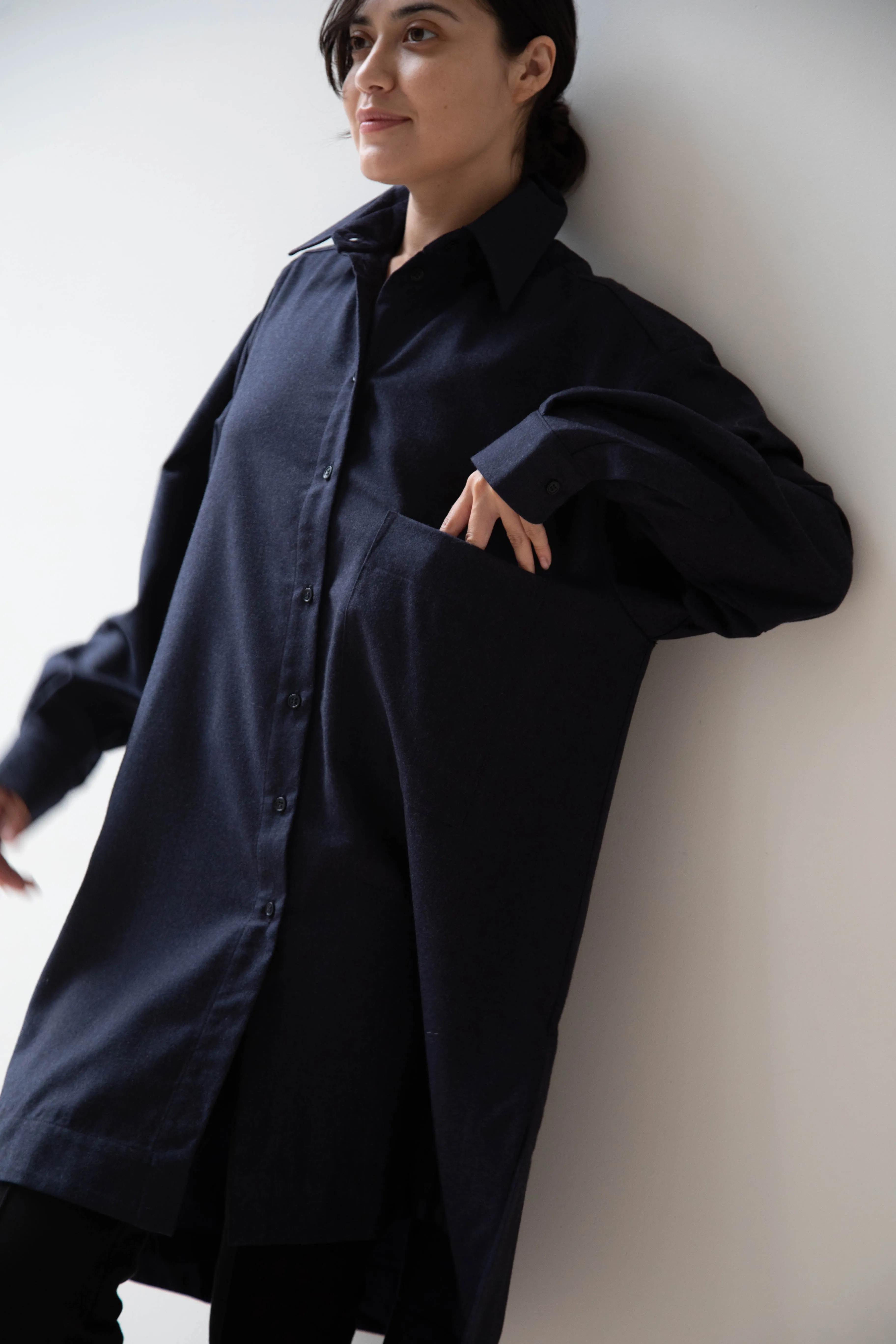 Cawley | Big Shirt in Dark Navy Wool