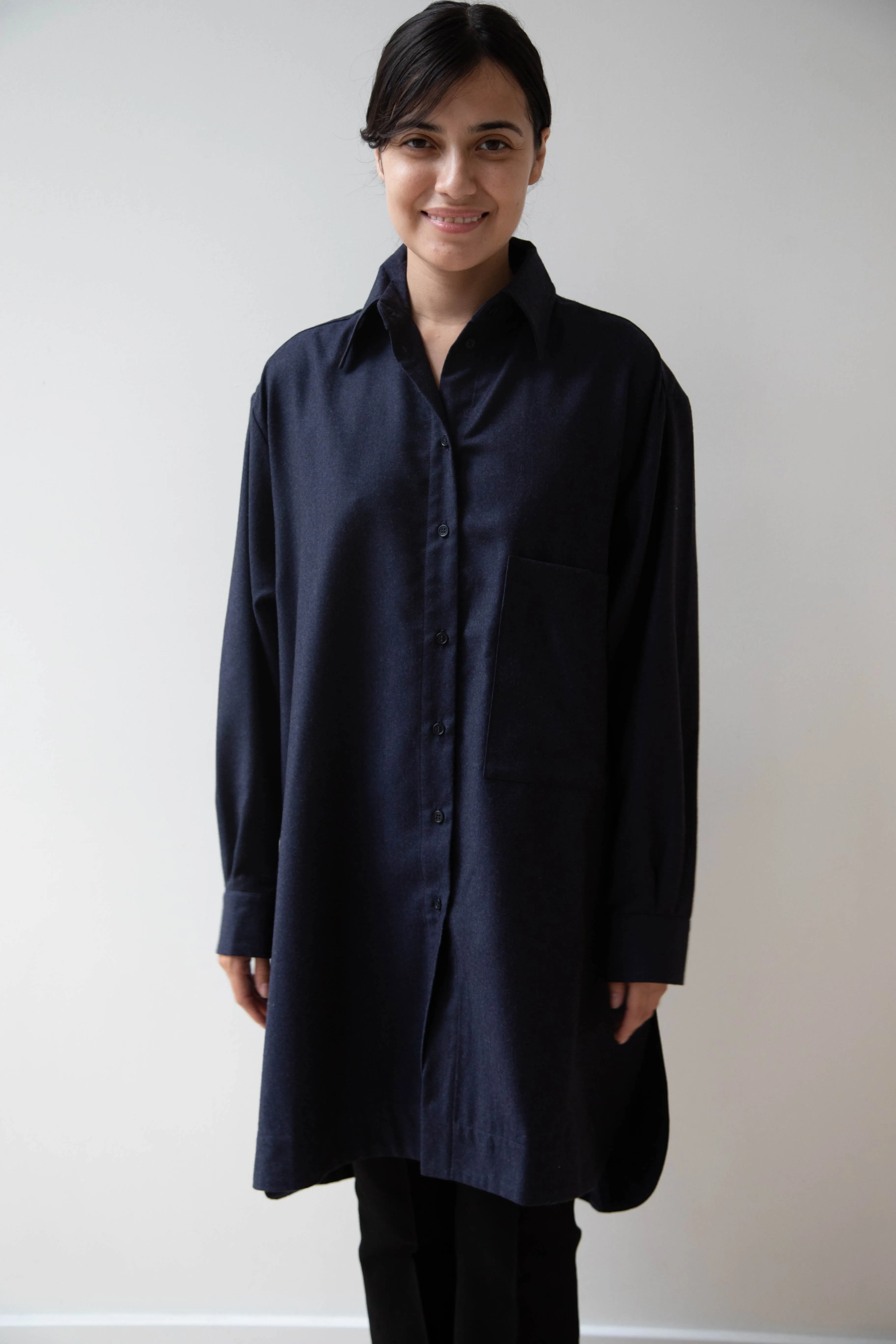 Cawley | Big Shirt in Dark Navy Wool