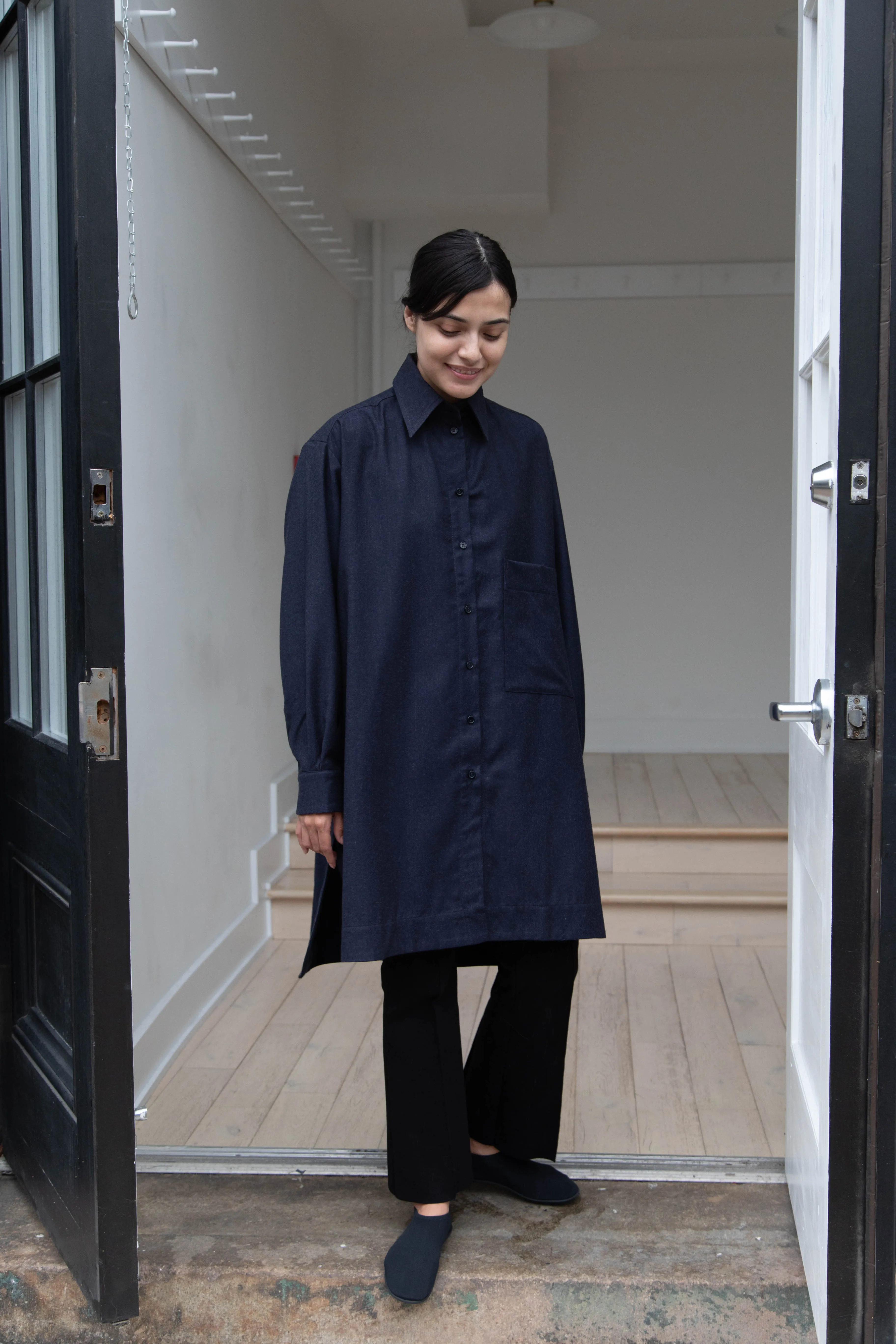 Cawley | Big Shirt in Dark Navy Wool