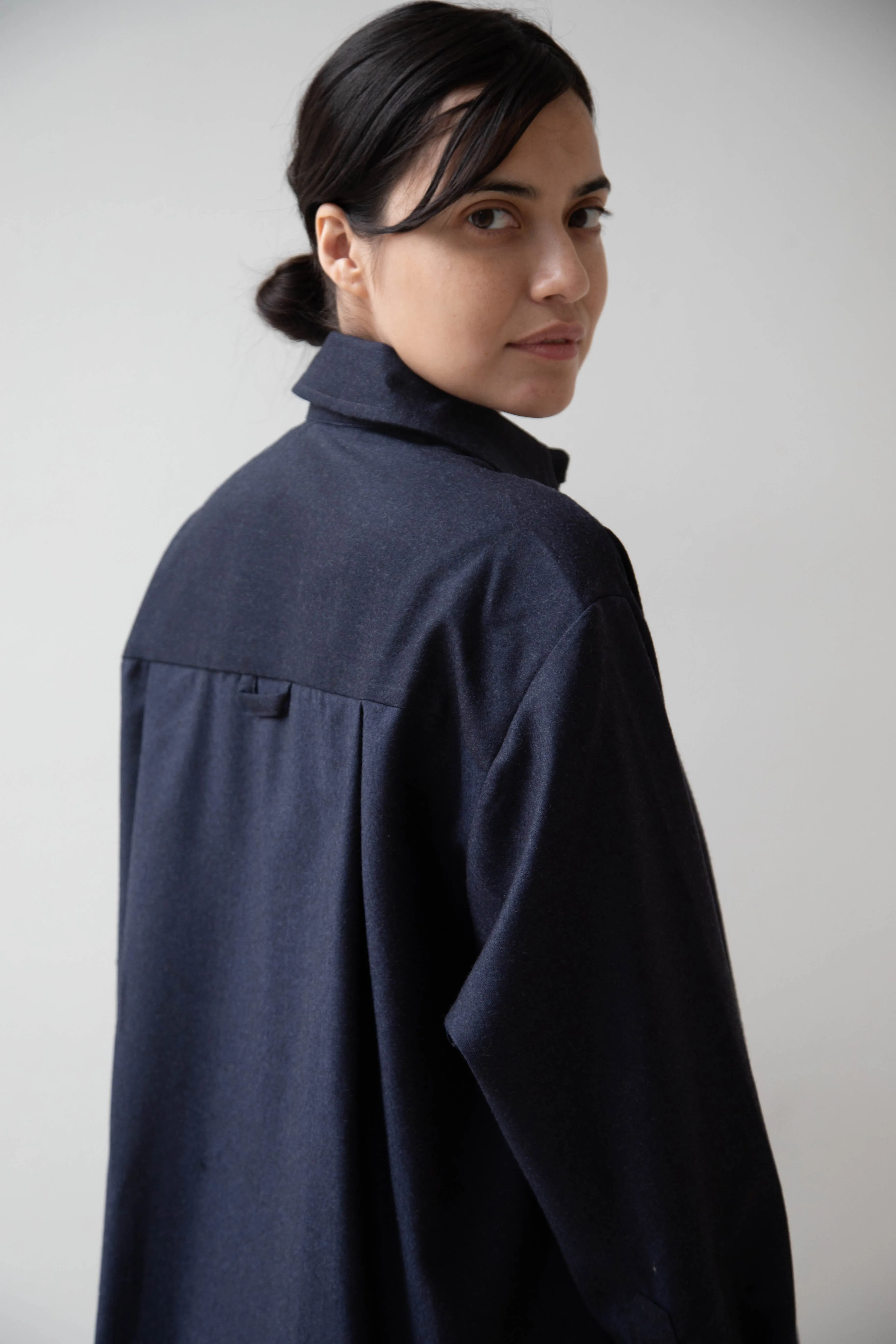 Cawley | Big Shirt in Dark Navy Wool