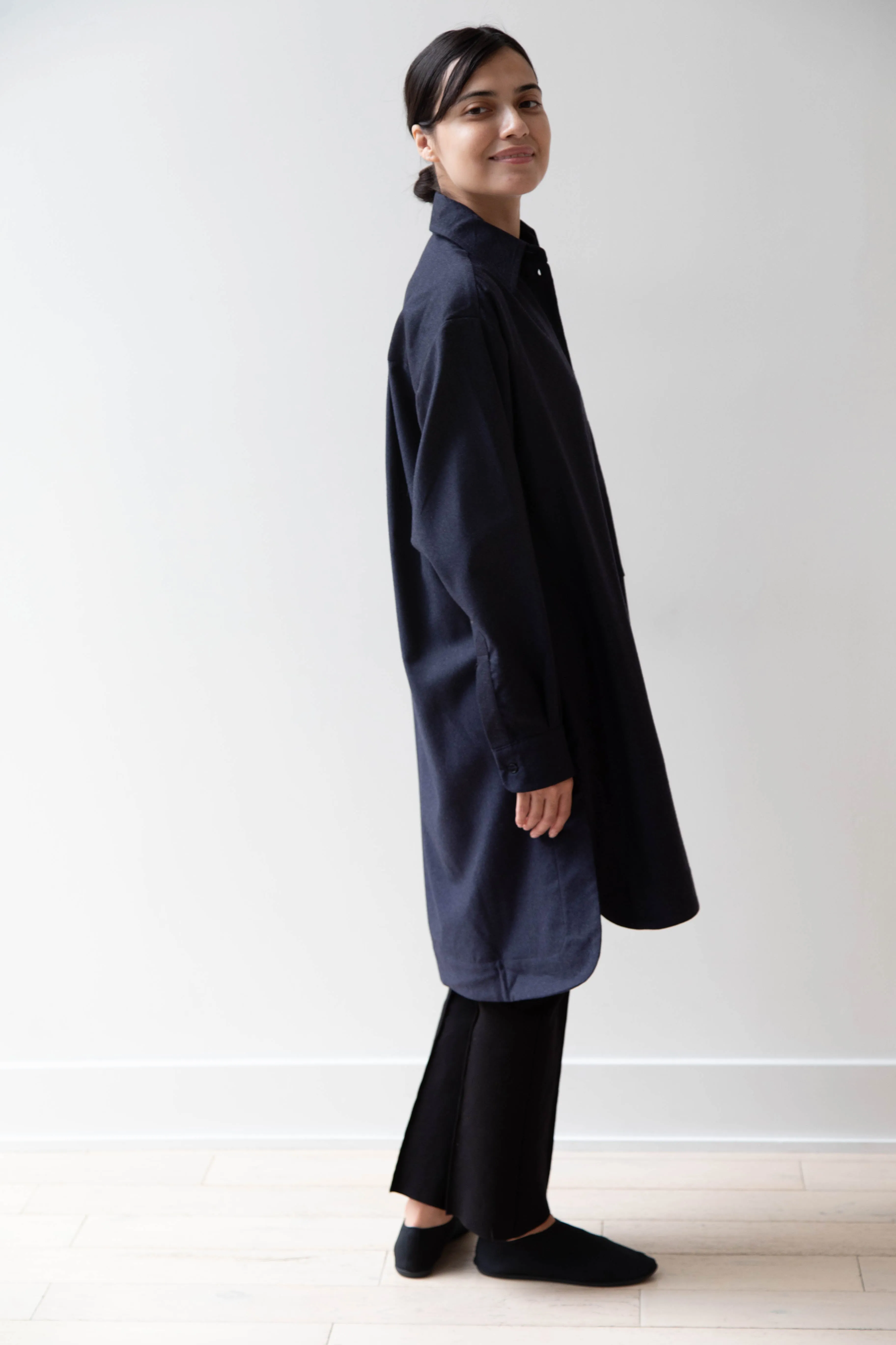 Cawley | Big Shirt in Dark Navy Wool