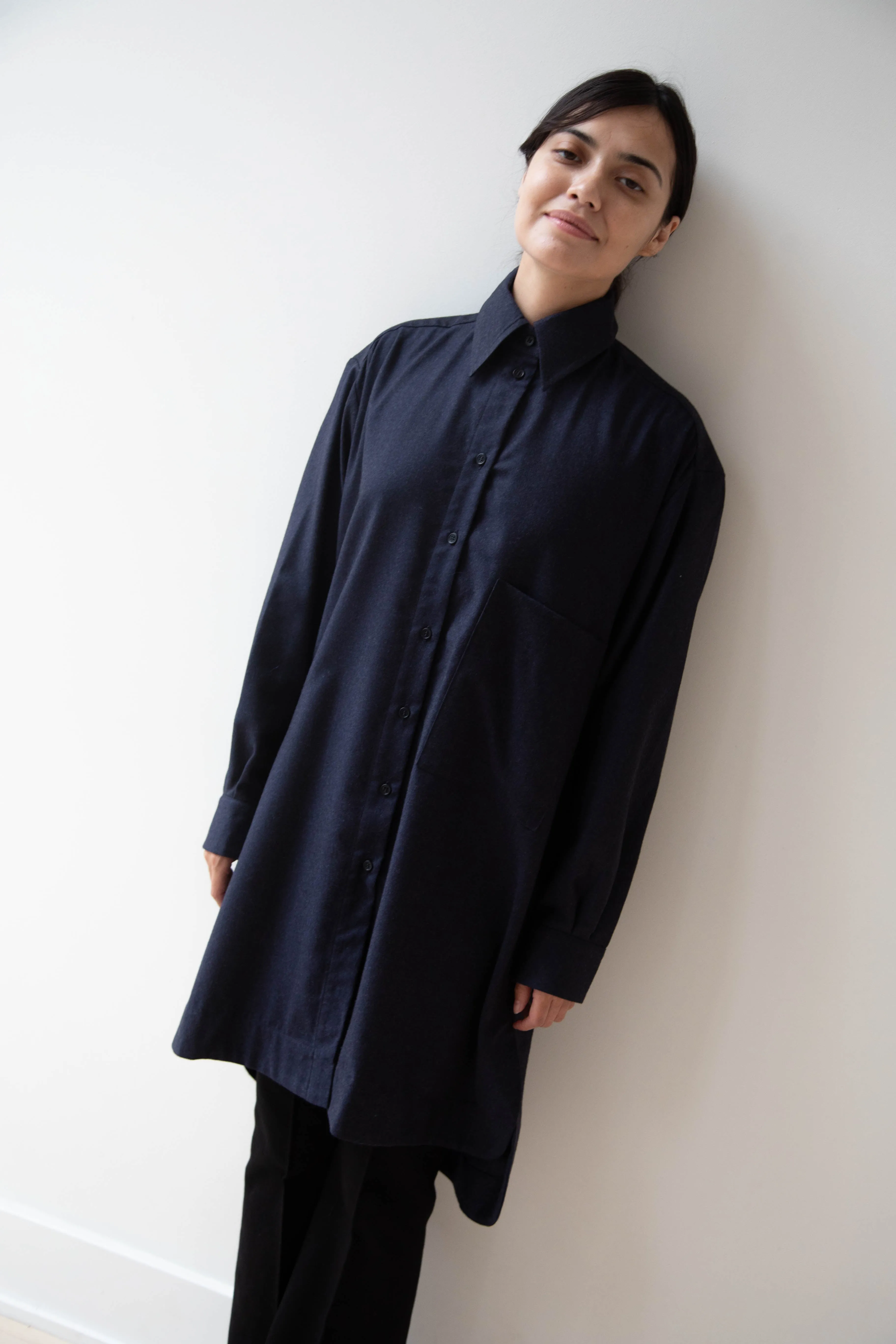 Cawley | Big Shirt in Dark Navy Wool