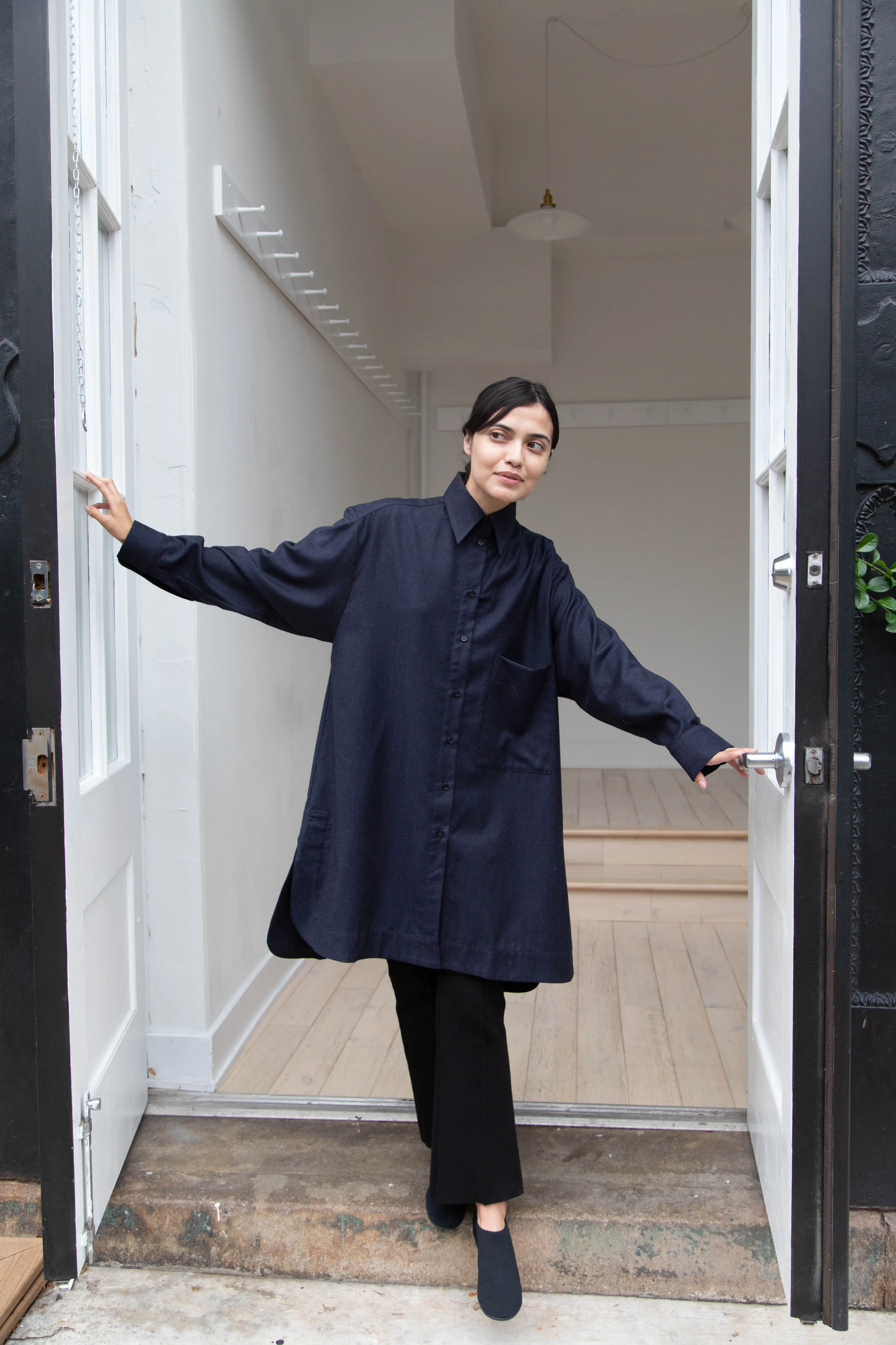 Cawley | Big Shirt in Dark Navy Wool