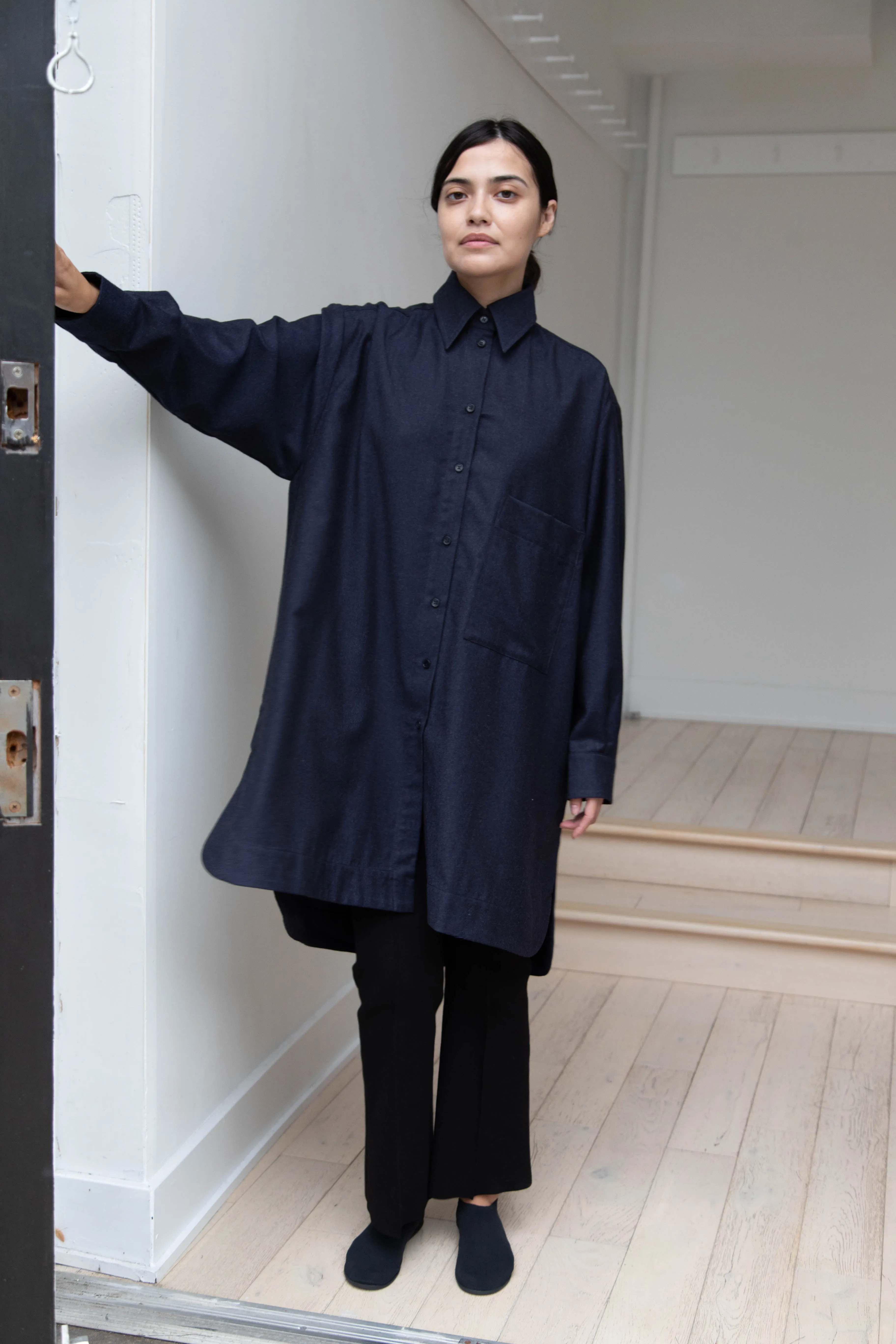Cawley | Big Shirt in Dark Navy Wool