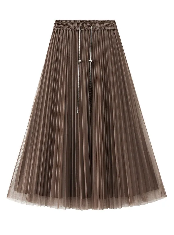 Chain Gauze Pleated Skirt