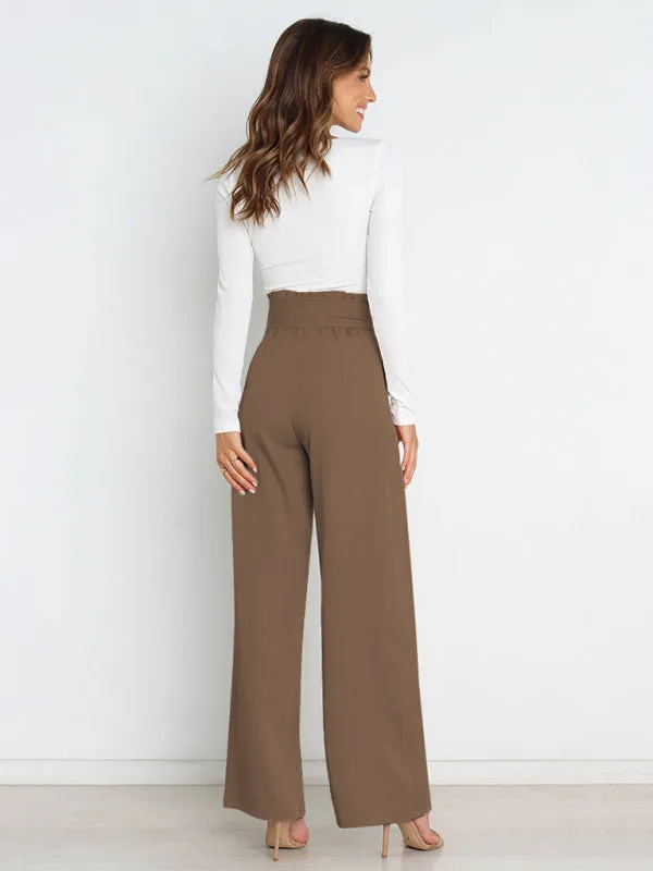 Chic Wide Leg Belted Trousers