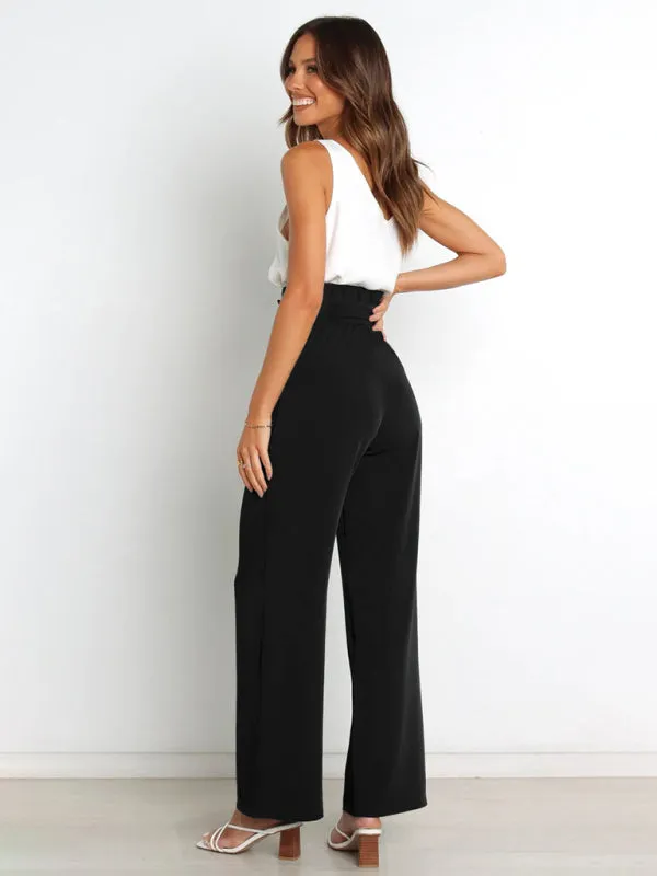 Chic Wide Leg Belted Trousers