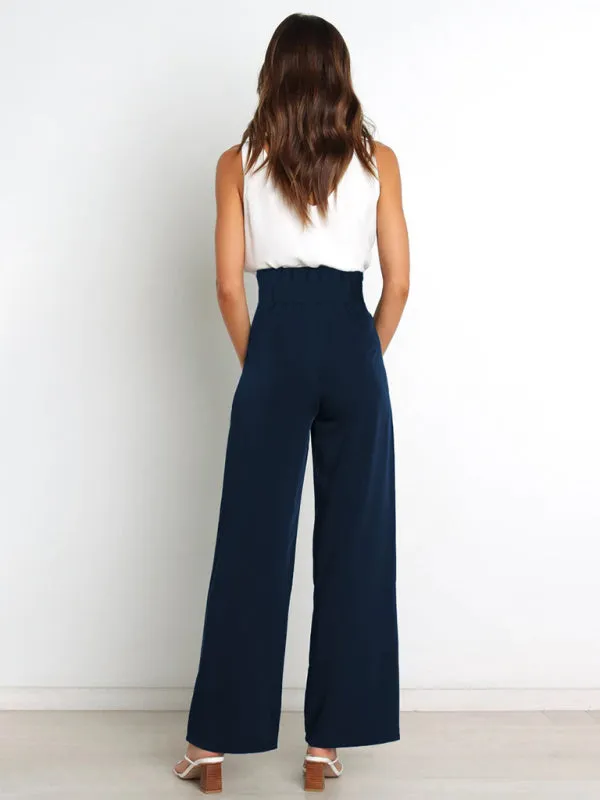 Chic Wide Leg Belted Trousers