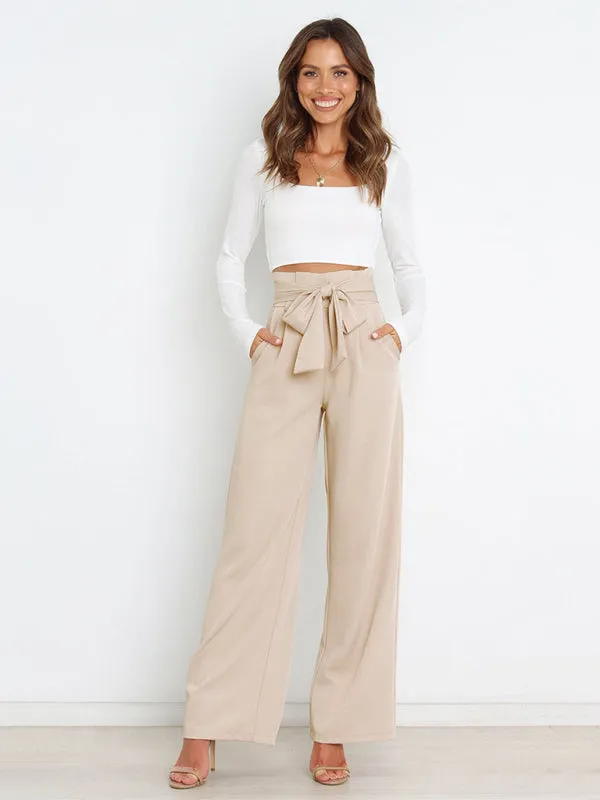 Chic Wide Leg Belted Trousers