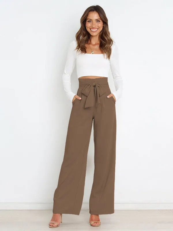Chic Wide Leg Belted Trousers