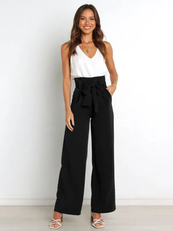 Chic Wide Leg Belted Trousers