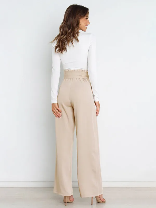 Chic Wide Leg Belted Trousers