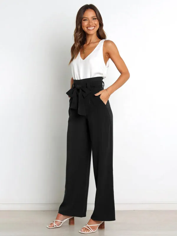 Chic Wide Leg Belted Trousers