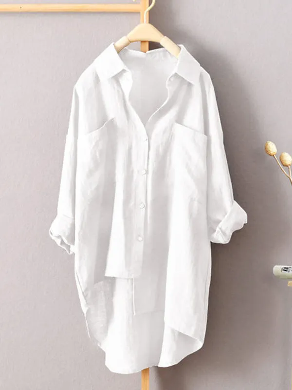 Chicmy-Original Solid Irregularity Lapel Shirt Blouse Tops