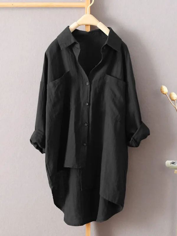 Chicmy-Original Solid Irregularity Lapel Shirt Blouse Tops