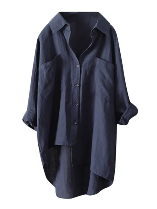 Chicmy-Original Solid Irregularity Lapel Shirt Blouse Tops