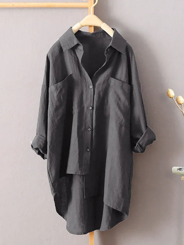 Chicmy-Original Solid Irregularity Lapel Shirt Blouse Tops