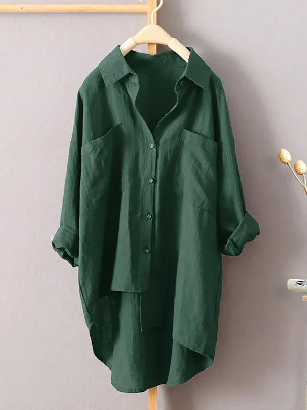 Chicmy-Original Solid Irregularity Lapel Shirt Blouse Tops