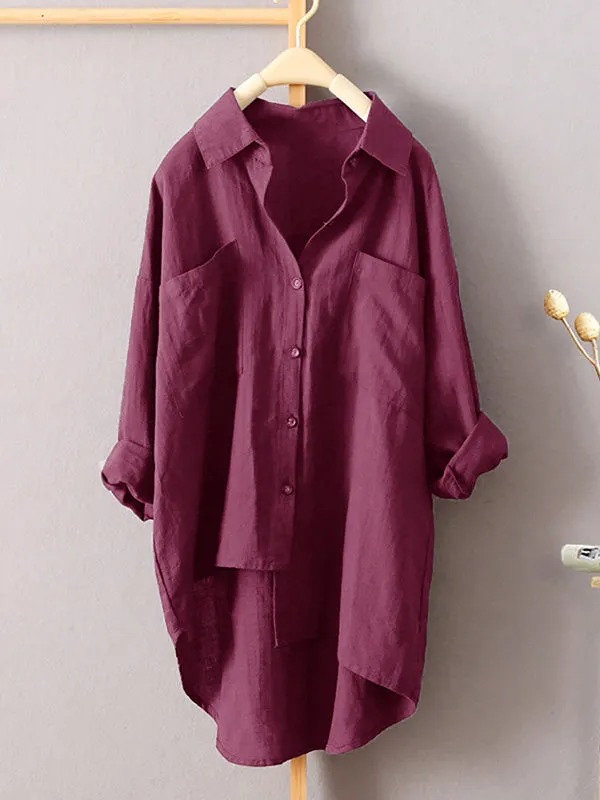Chicmy-Original Solid Irregularity Lapel Shirt Blouse Tops