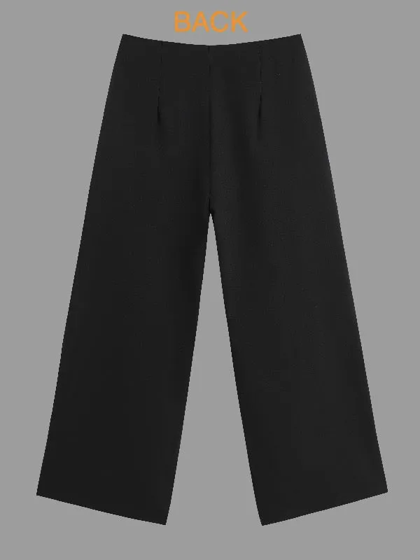 Chicmy-Urban Solid Color Pleats High Waisted Wide Leg Pants