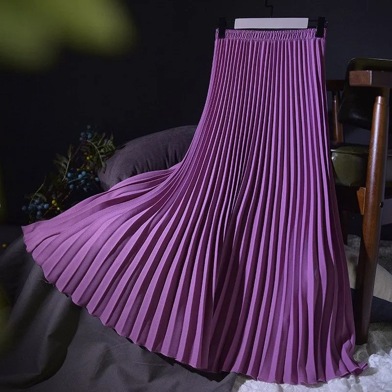 Chiffon High-Waisted Pleated Skirts For Women