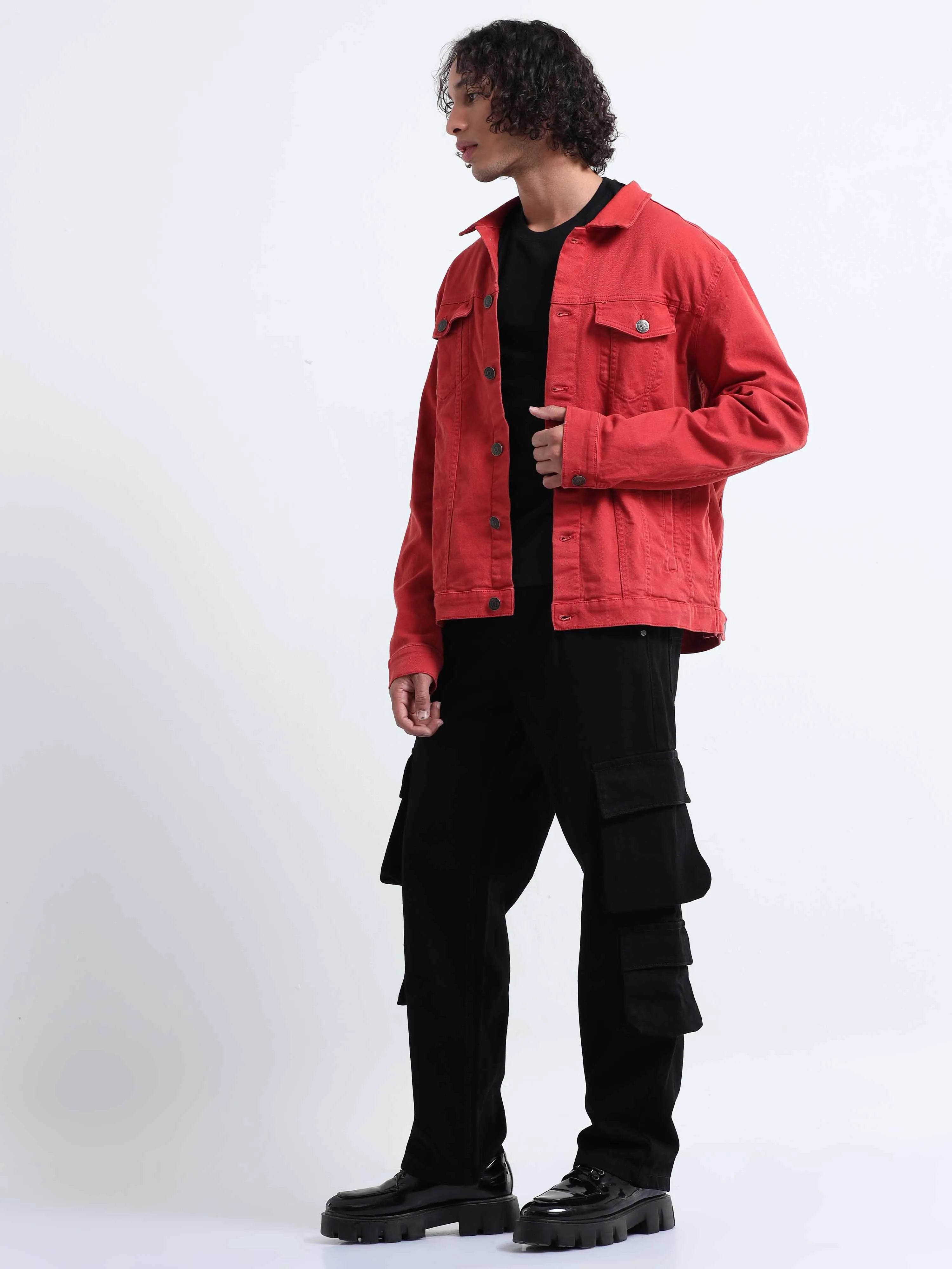 Classic Relaxed Black Double Cargo Denim