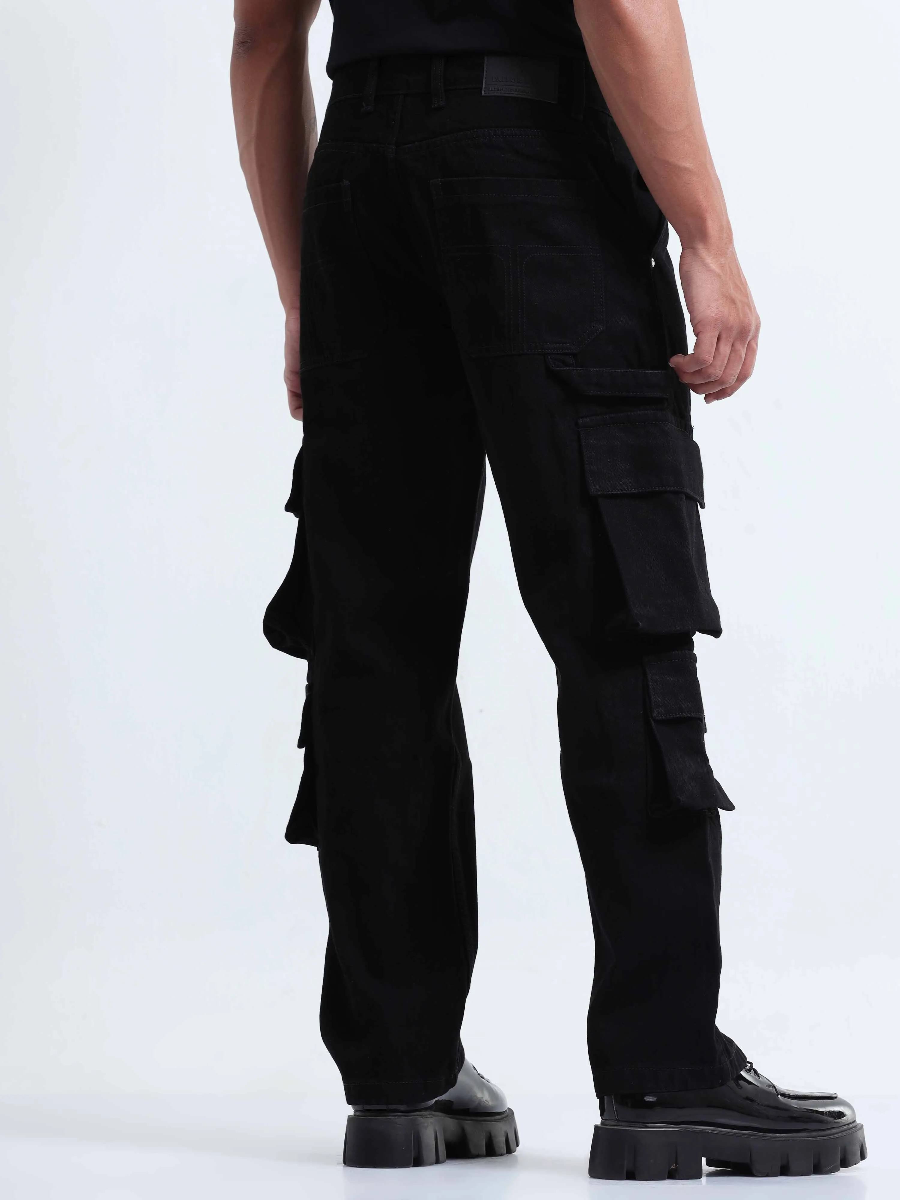 Classic Relaxed Black Double Cargo Denim
