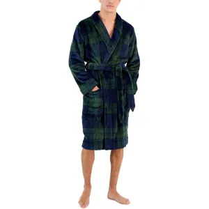 Club Room Plush Long Sleeve Mens Dressing Gown - Green