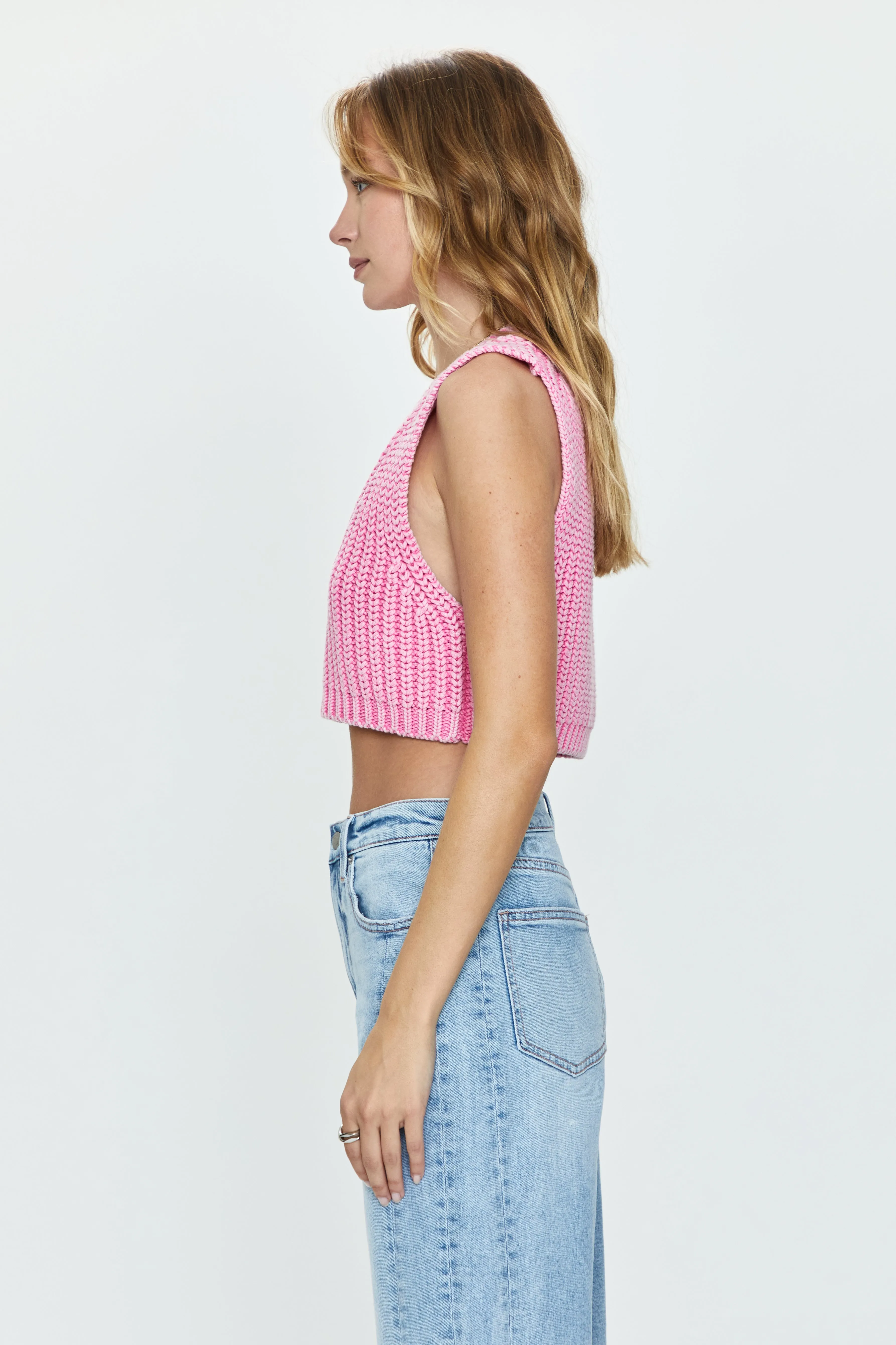 Cora Knit Vest - Pink Cosmos
