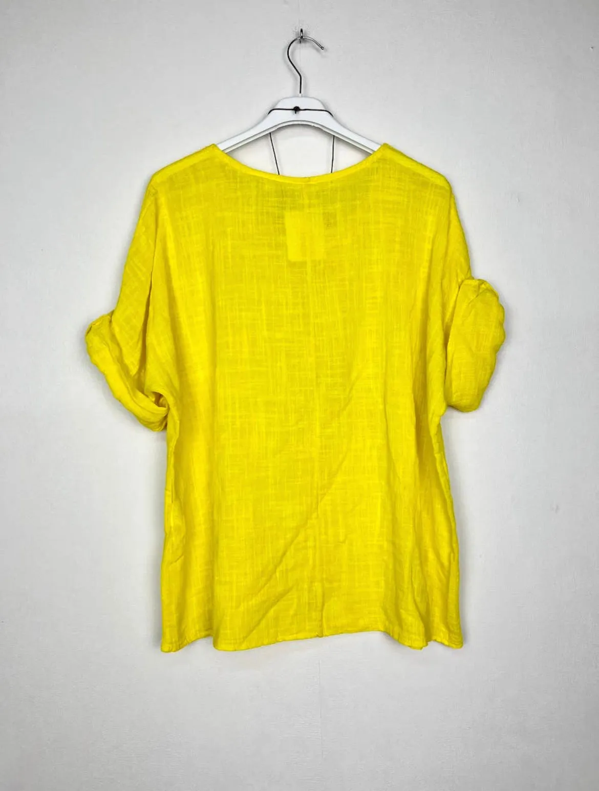 Cotton Blouse Solid Color w/Necklace