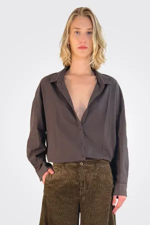 Cotton Button Down Shirt - Kakao