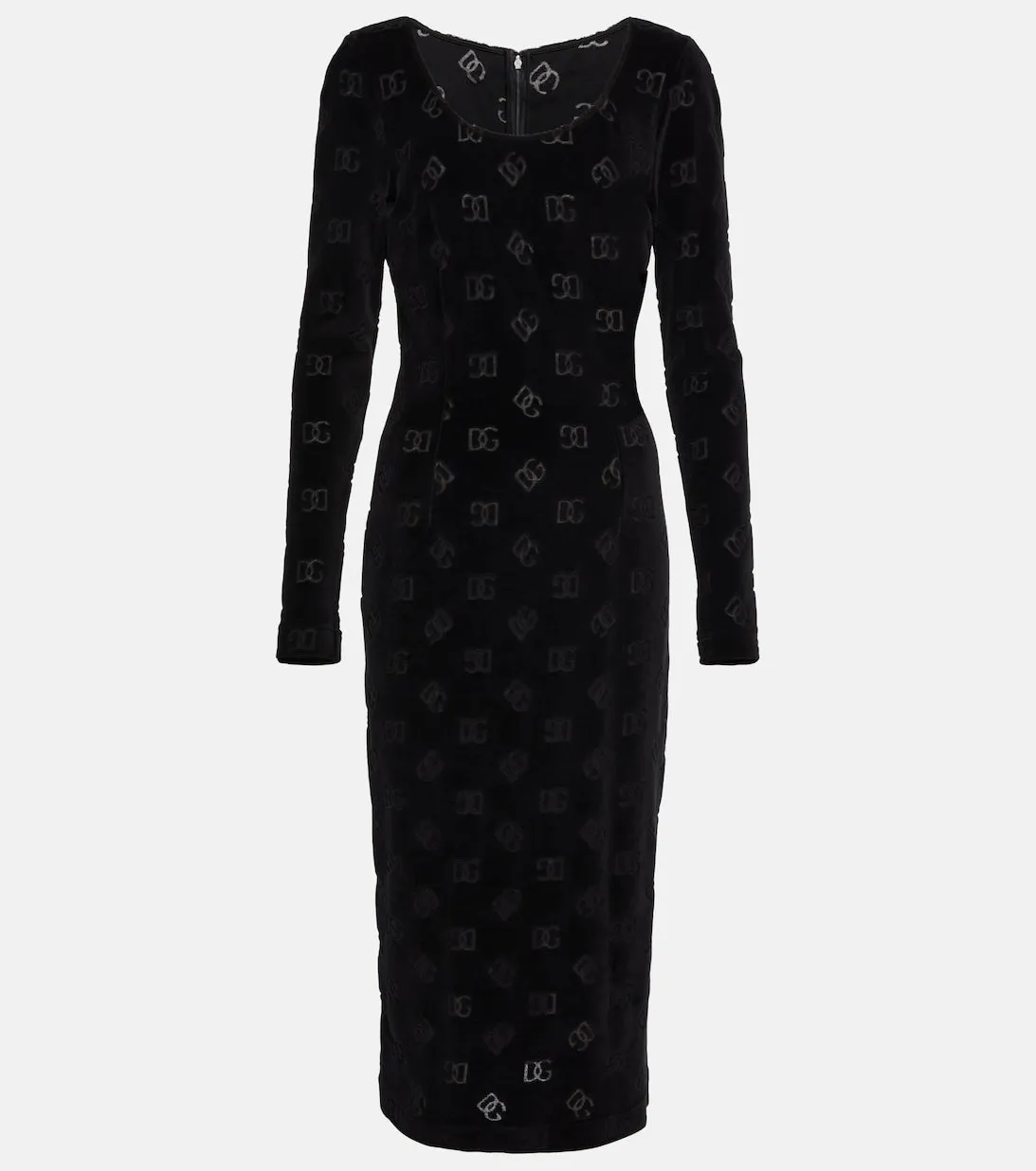 Cotton midi dress with DOLCE&GABBANA logo, black