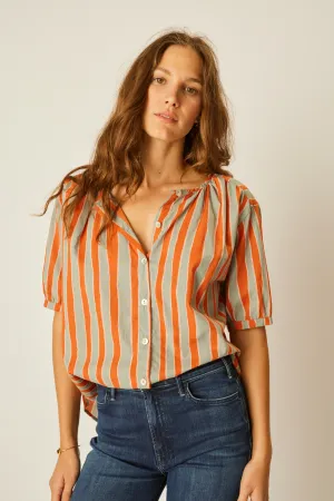 Cotton Stripe Violet Top