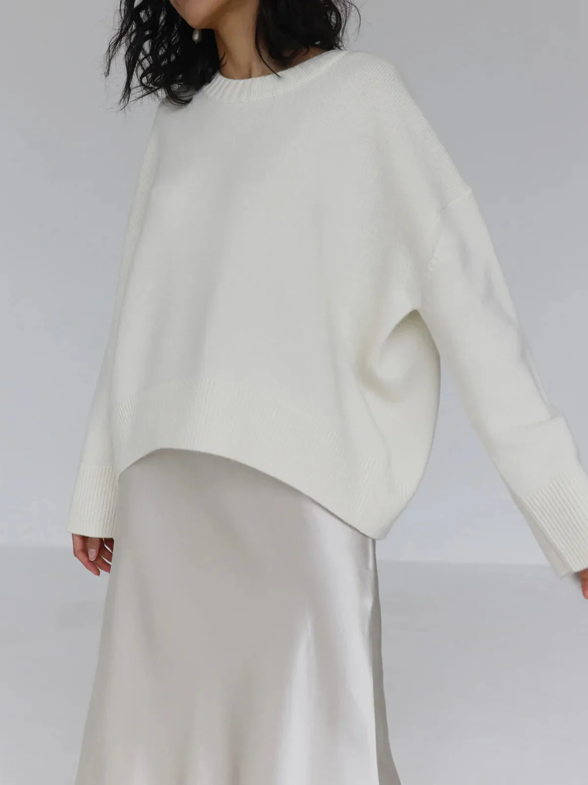 Crew Neck Ribbed Knit Oversized Pullover Sweater