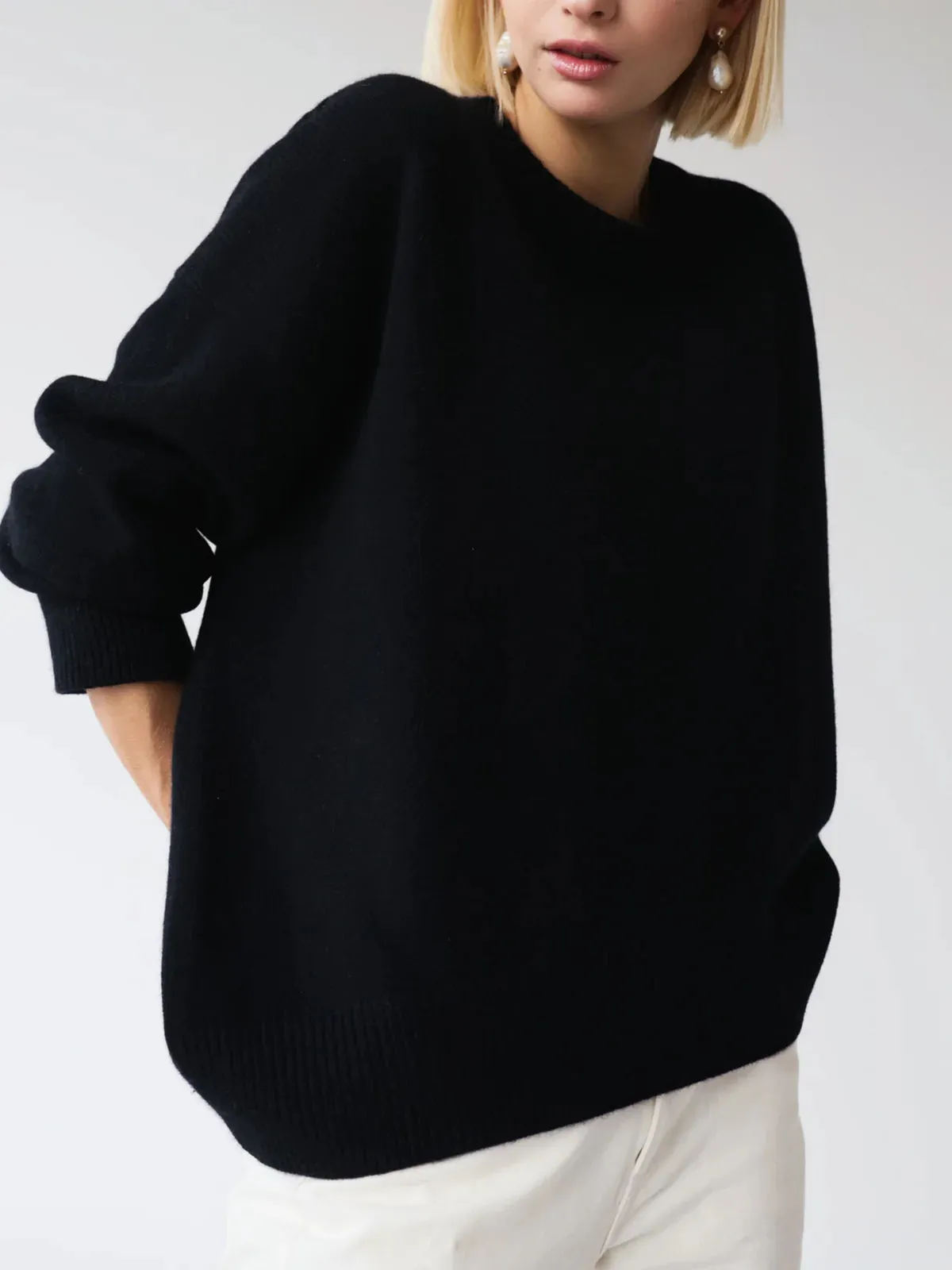 Crew Neck Ribbed Knit Oversized Pullover Sweater
