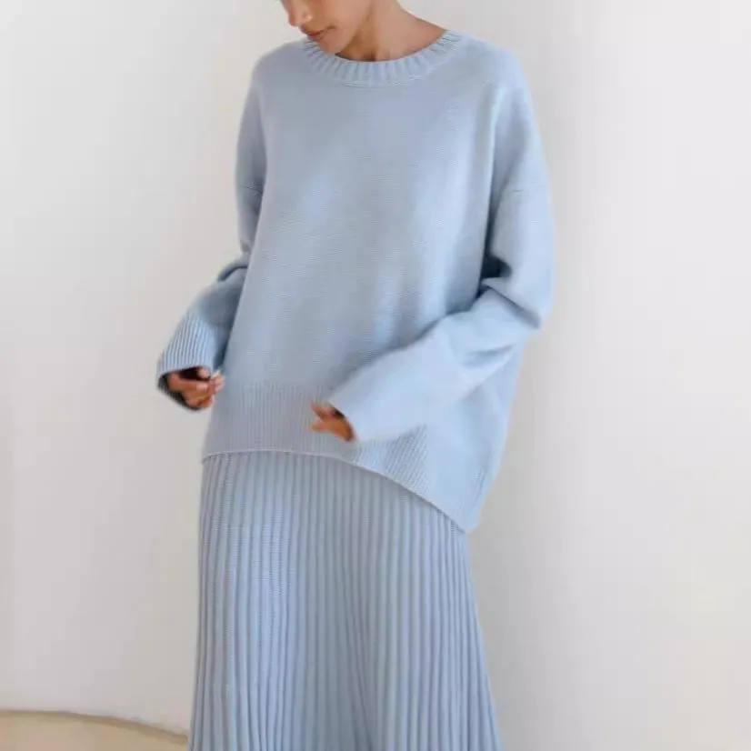 Crew Neck Ribbed Knit Oversized Pullover Sweater
