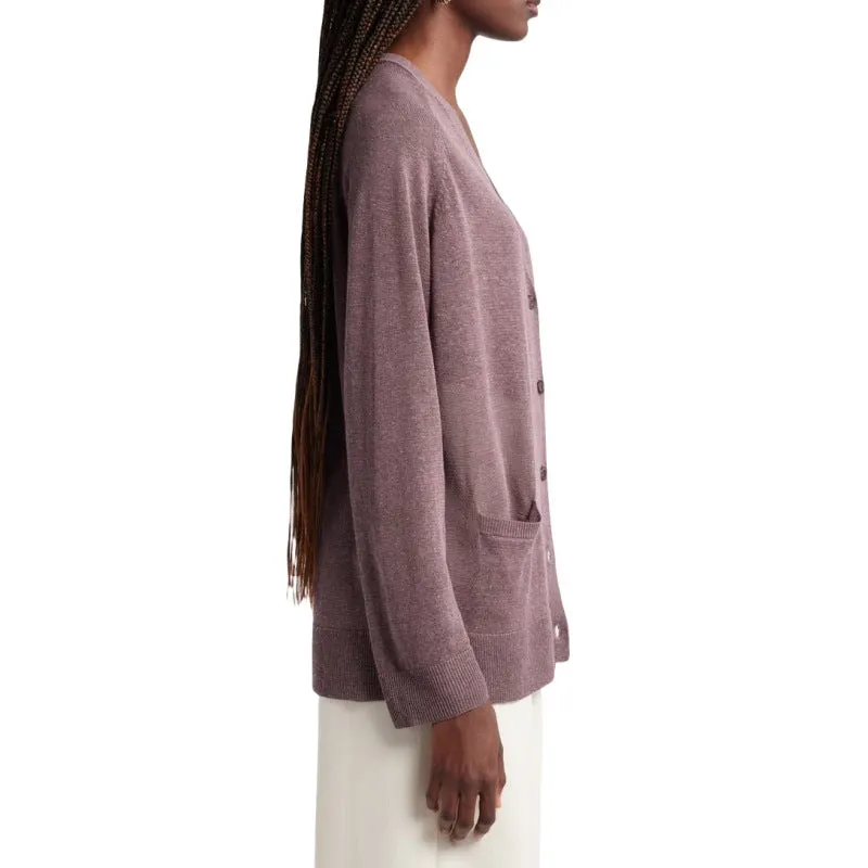 Custom Button Knit Cardigan - Linen Blend Sweater for Women