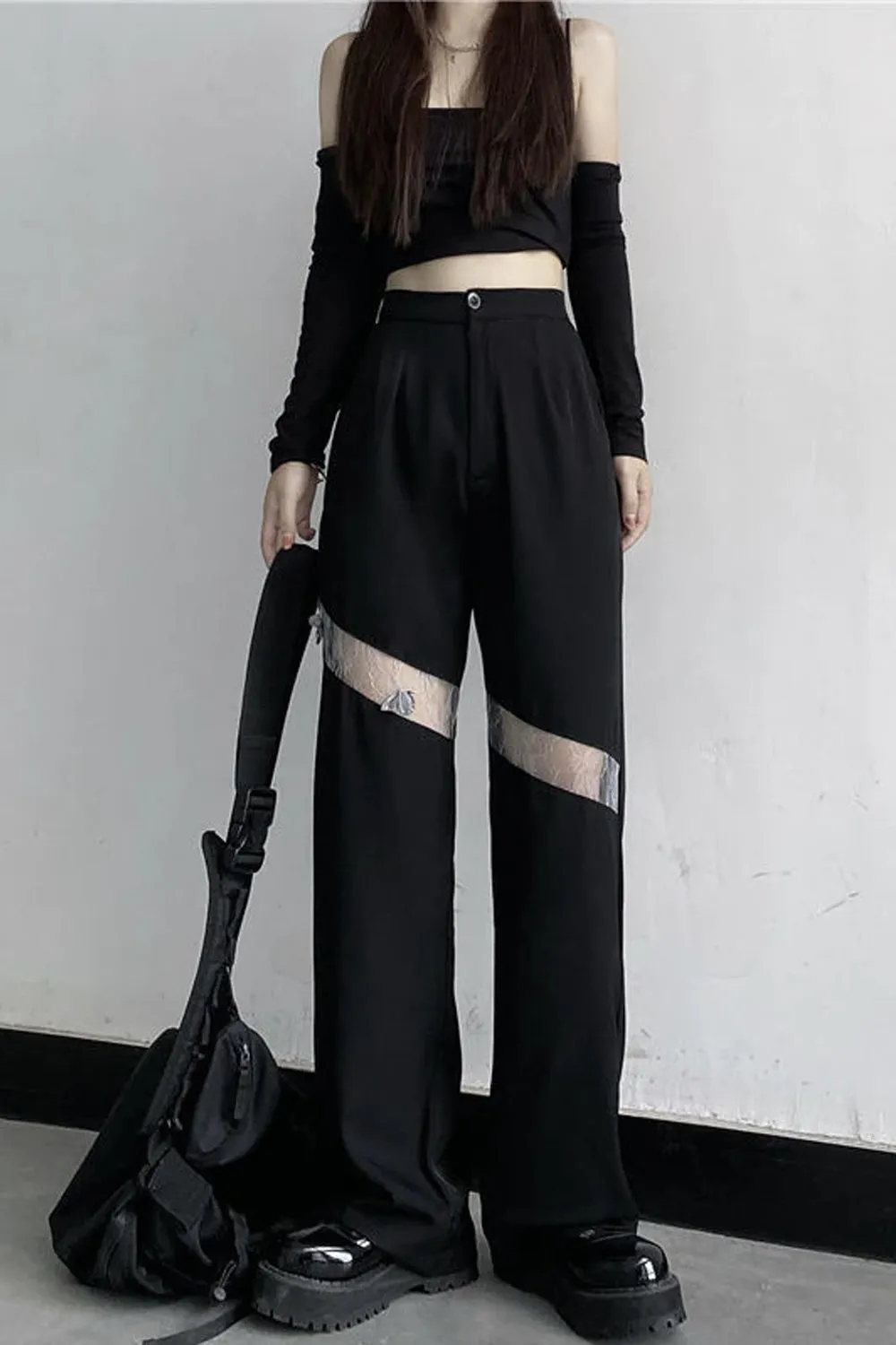 Cute Little Lace Casual Basic Long Pants