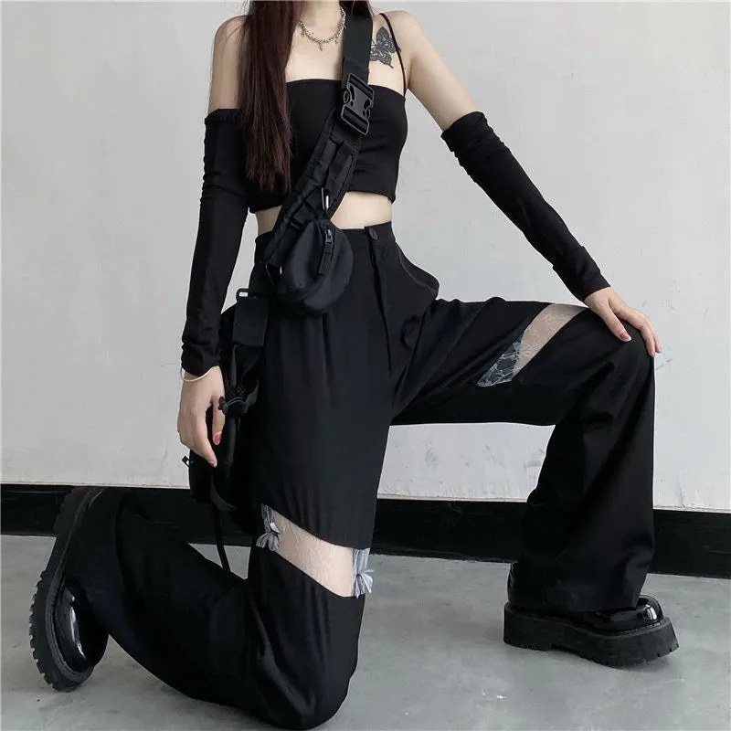 Cute Little Lace Casual Basic Long Pants