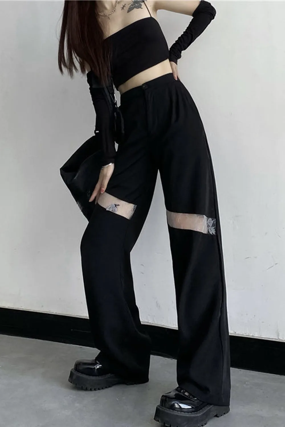 Cute Little Lace Casual Basic Long Pants
