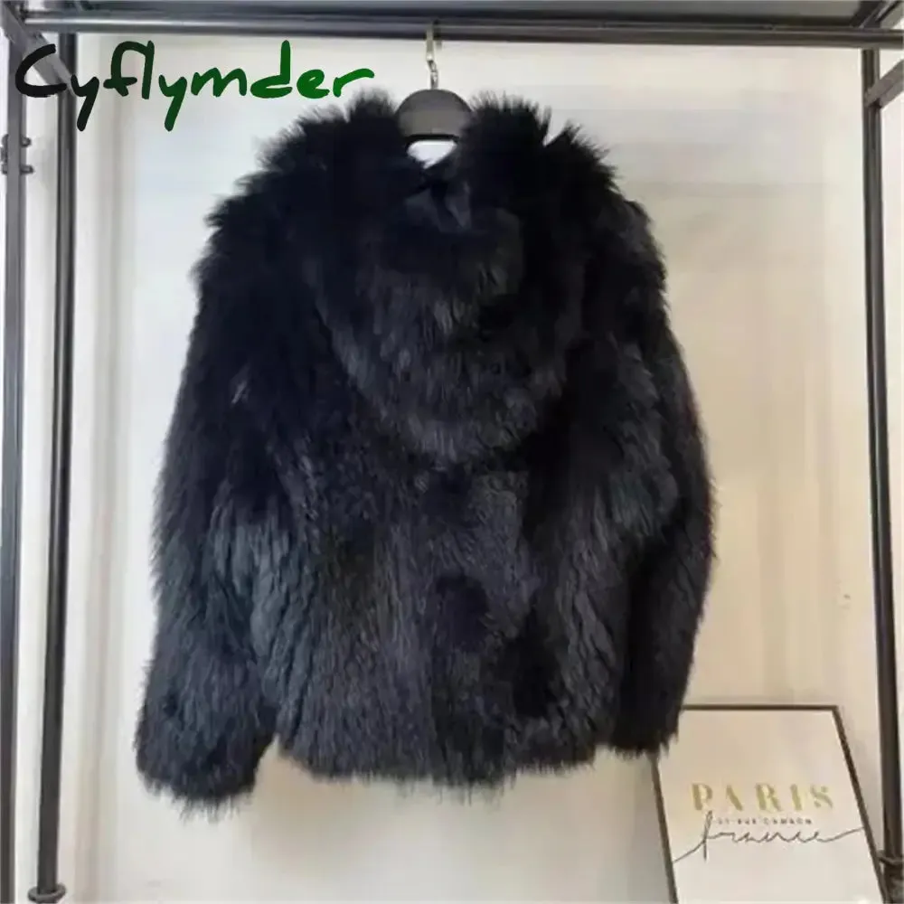 Cyflymder winter winery outfit Trendy Hooded Faux Fox Fur Coats super Warm Winter Furry Jacket Women Streetwear Plush Clothing Loose Casual Whiter Chaquetas