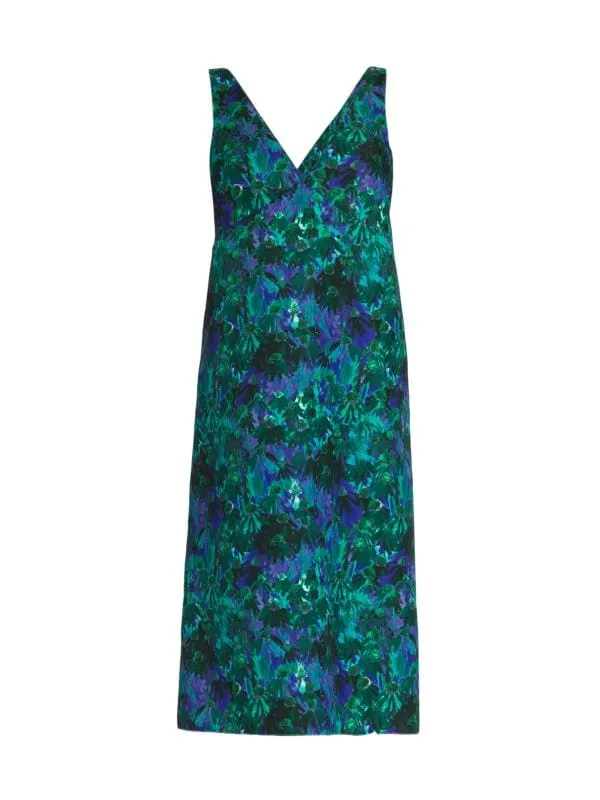 Daisies Plan C V-Neck Midi Dress, Green